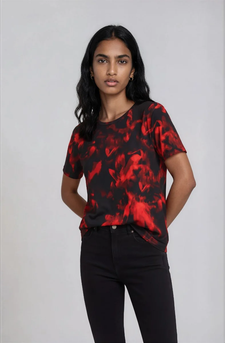 Short Sleeve Crew Neck Tee - Red