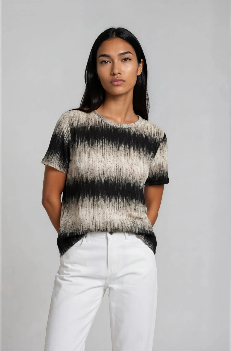 Short Sleeve Crew Neck Tee - Beige