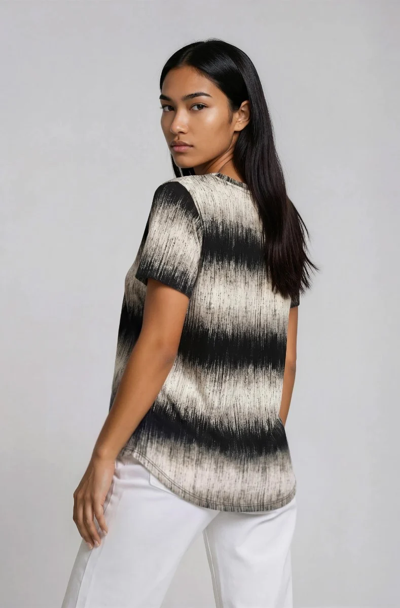 Short Sleeve Crew Neck Tee - Beige - Image 2