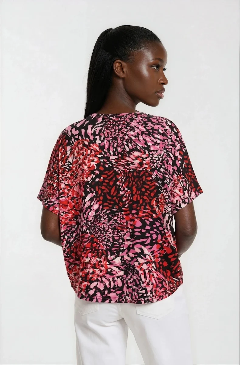 Short Sleeve Crew Neck Tee - Magenta - Image 2