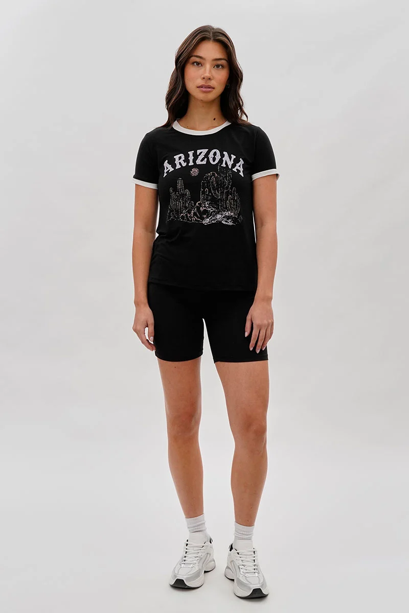Vintage Arizona Graphic Ringer Tee - Black - Image 5