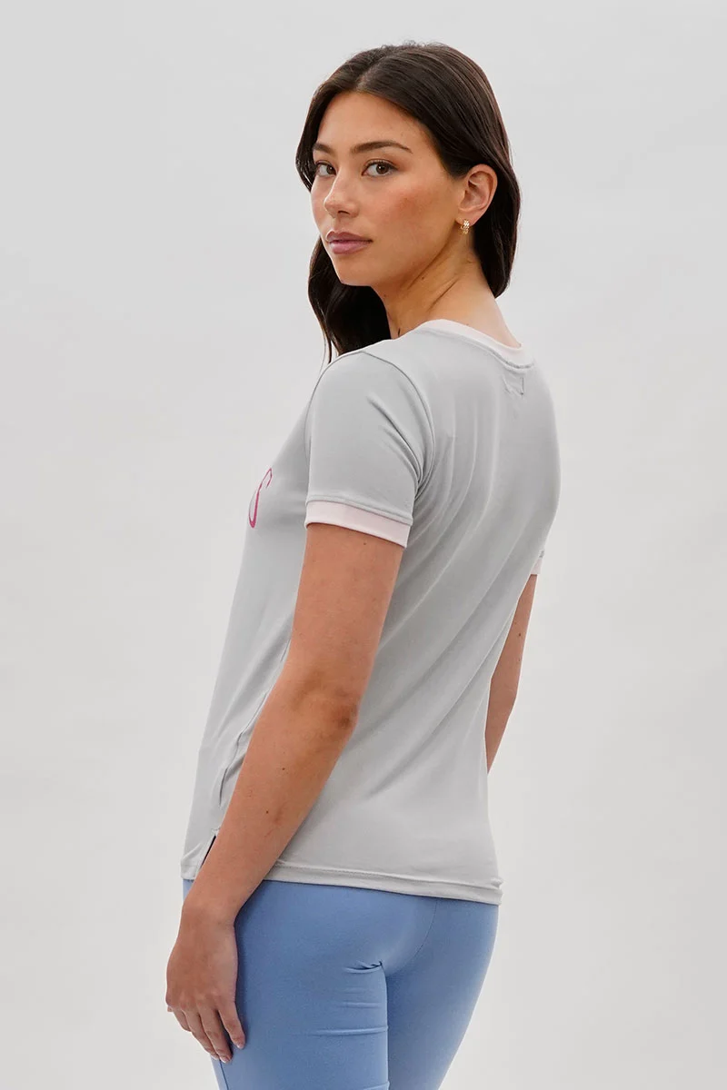 Vintage Cowgirl Graphic Ringer Tee - Grey - Image 3