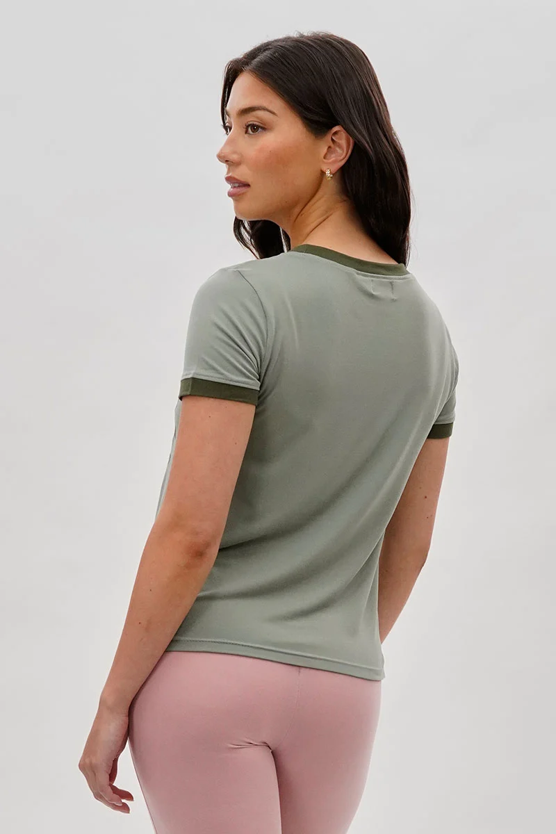 Vintage Nashville Graphic Ringer Tee - Olive - Image 3