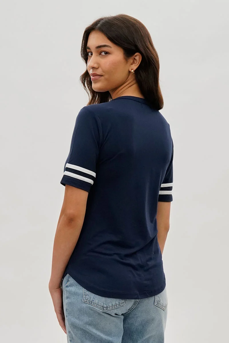Vintage Striped Varsity Tee - Navy - Image 3