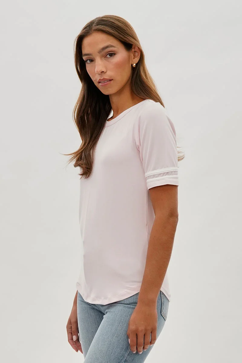 Vintage Striped Varsity Tee - Blush - Image 2