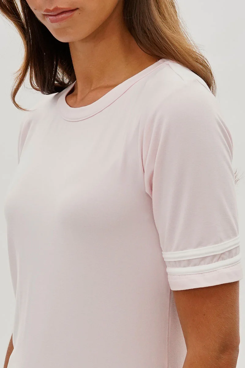 Vintage Striped Varsity Tee - Blush - Image 4