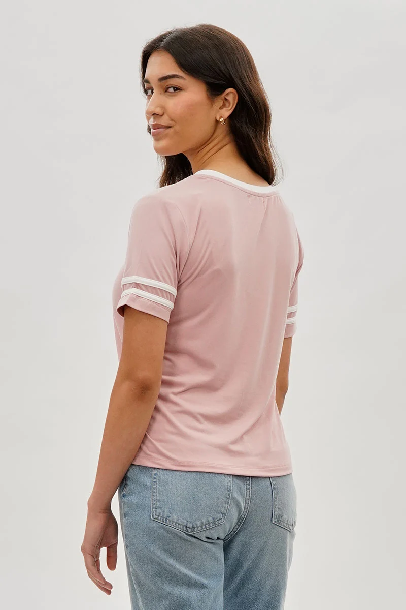 Vintage Striped Ringer Tee - Pink - Image 3