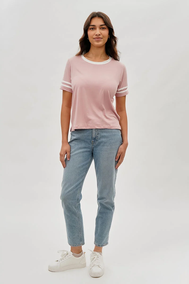 Vintage Striped Ringer Tee - Pink - Image 5