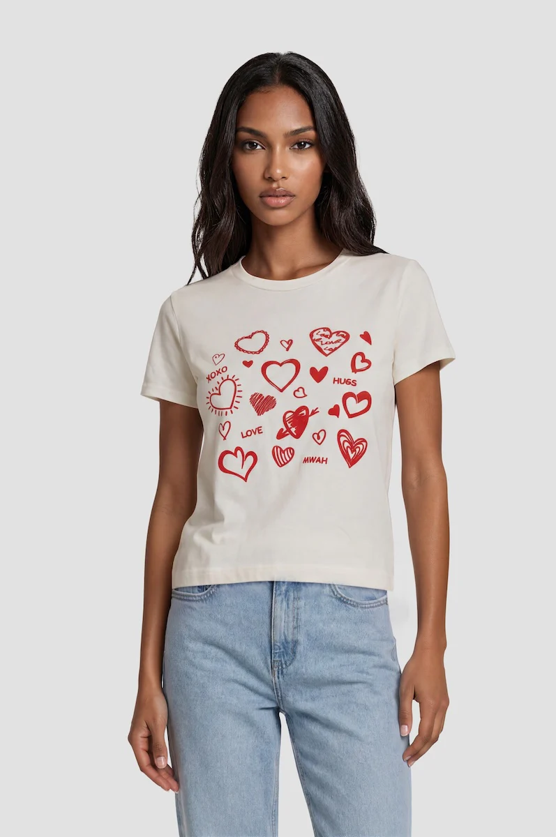 Short Sleeve Printed Tee - White