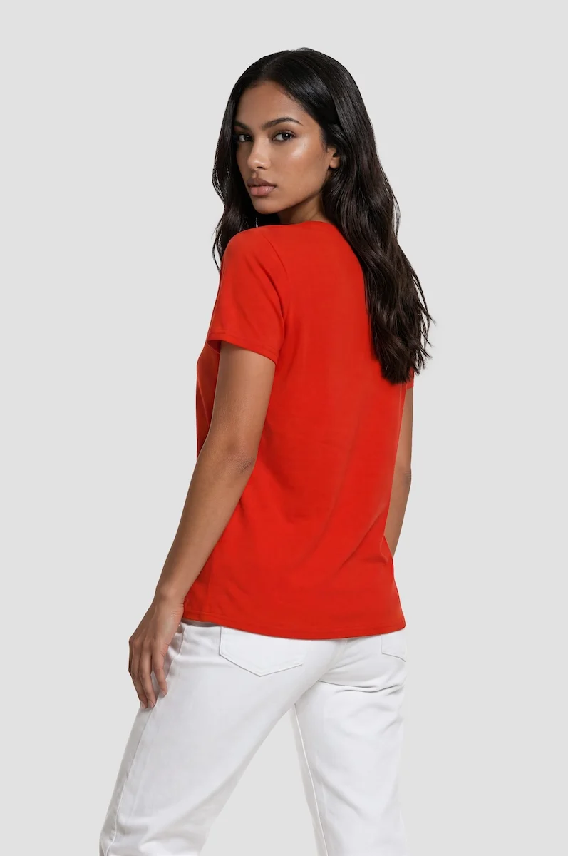 Short Sleeve Printed Tee - Red - Image 2