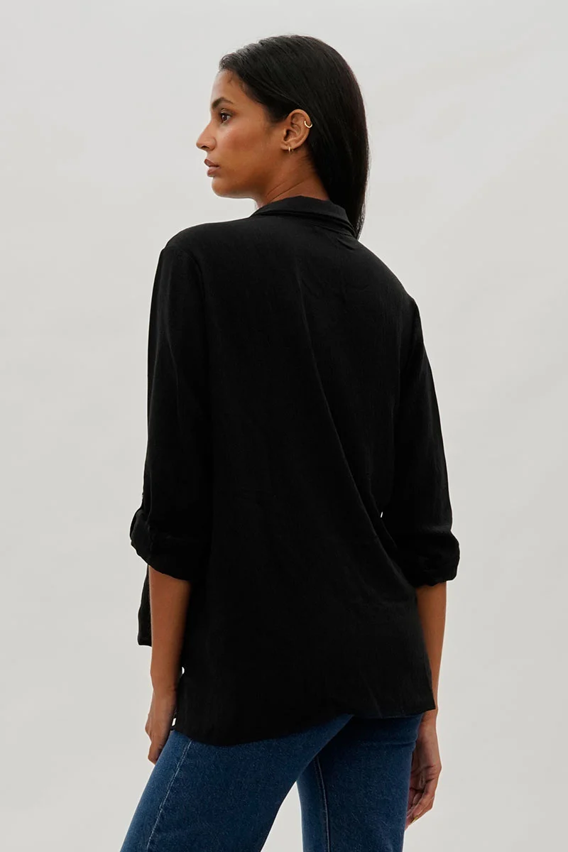 Vintage Button Up Utility Shirt - Black - Image 3