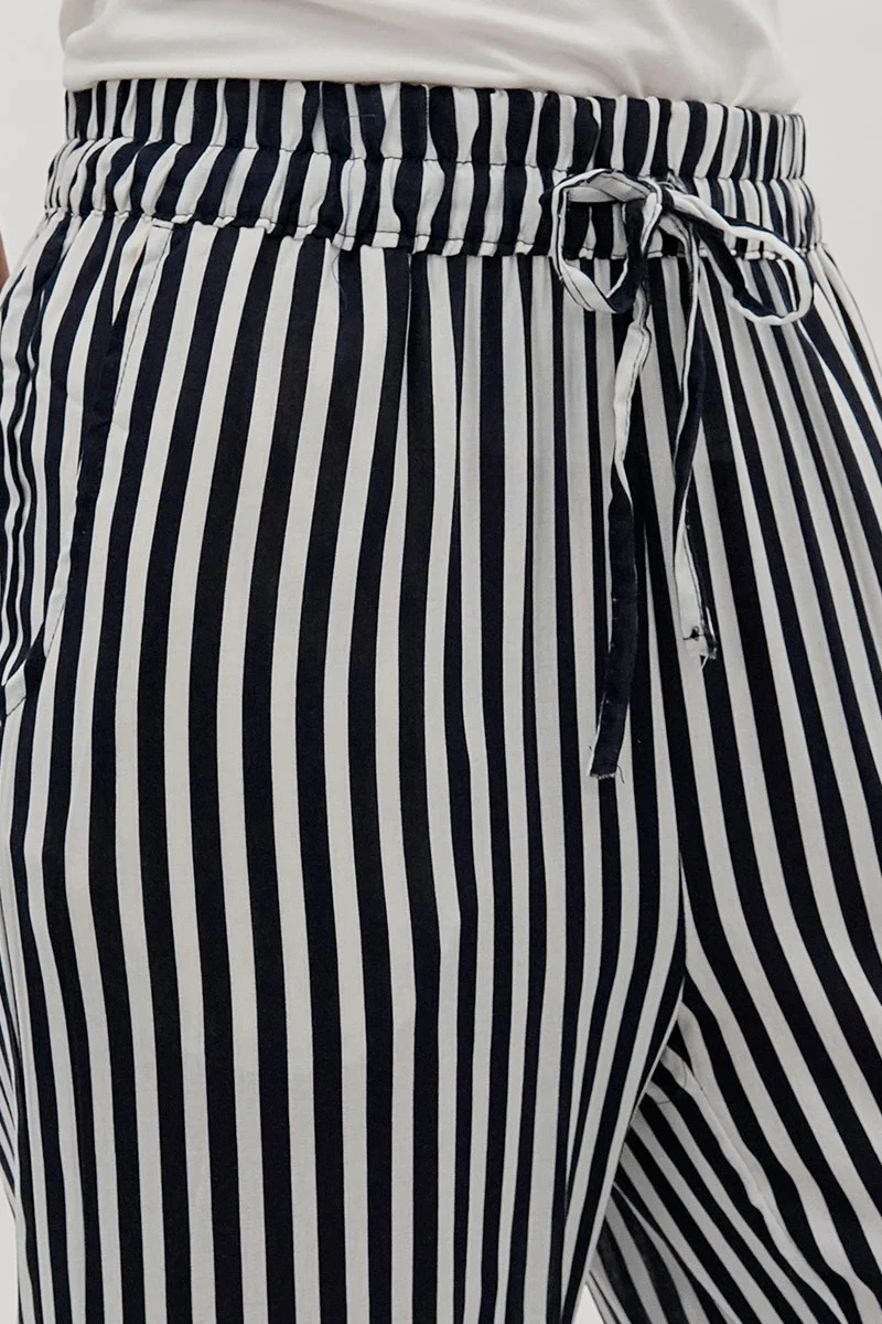 Striped Wide Leg Pants - Black - Image 4