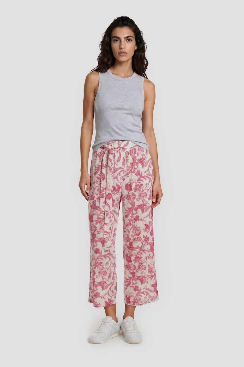 Cropped Wide Leg Pants - Pink