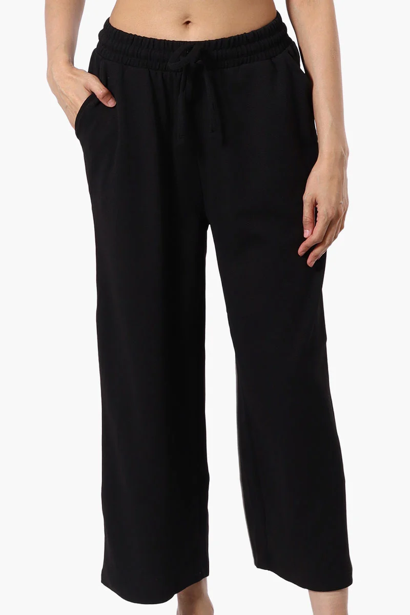 Tie Waist Wide Leg Pants - Black