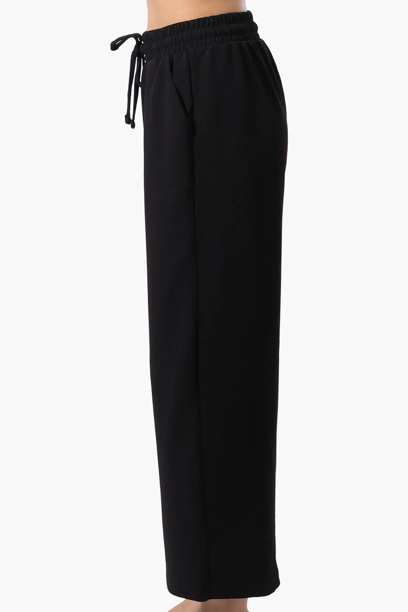 Tie Waist Wide Leg Pants - Black - Image 2