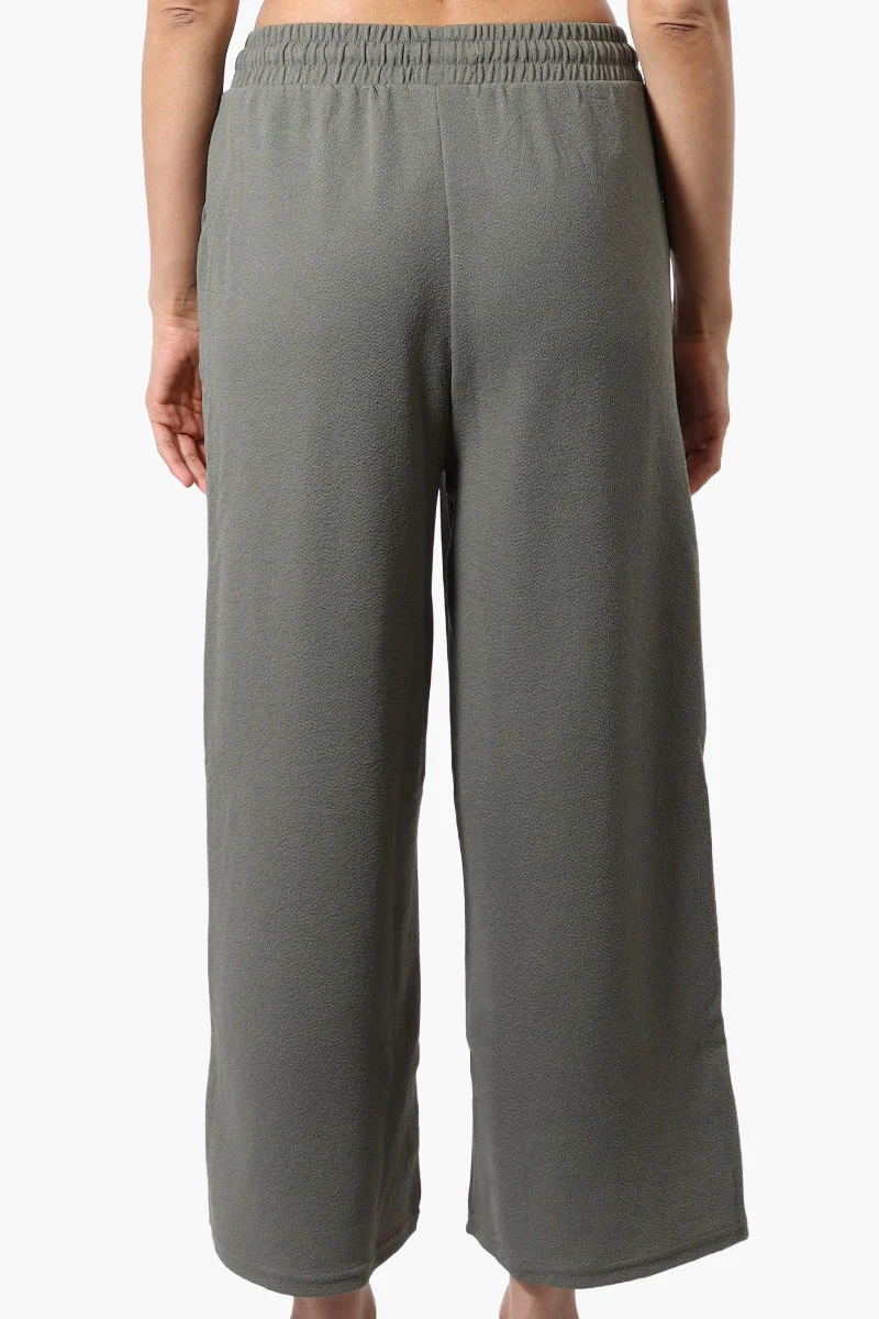Tie Waist Wide Leg Pants - Olive - Image 3