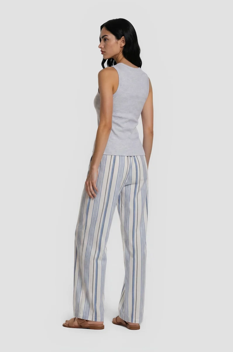 Striped Wide Leg Pants - White - Image 2