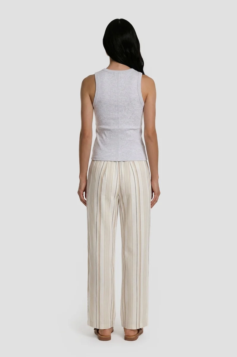 Striped Wide Leg Pants - Cream - Image 2
