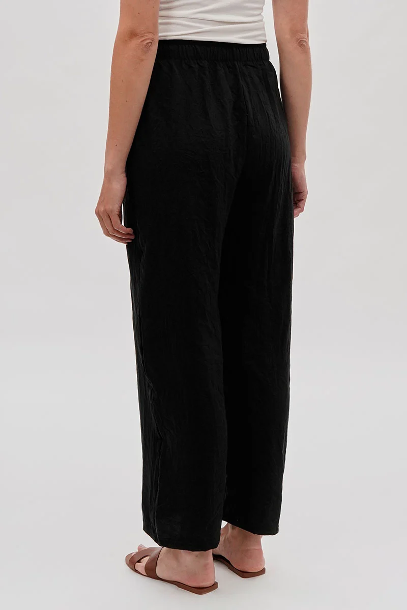 Wide Leg Tie Waist Pants - Black - Image 3