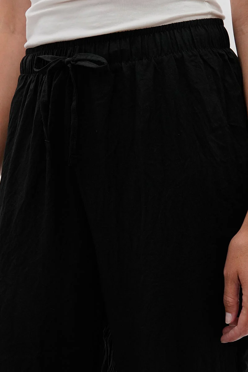 Wide Leg Tie Waist Pants - Black - Image 4