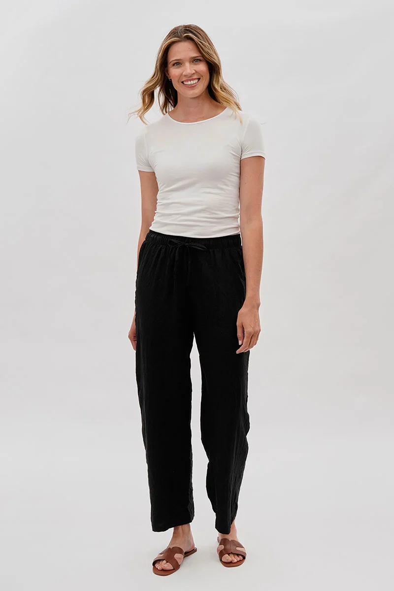 Wide Leg Tie Waist Pants - Black - Image 5