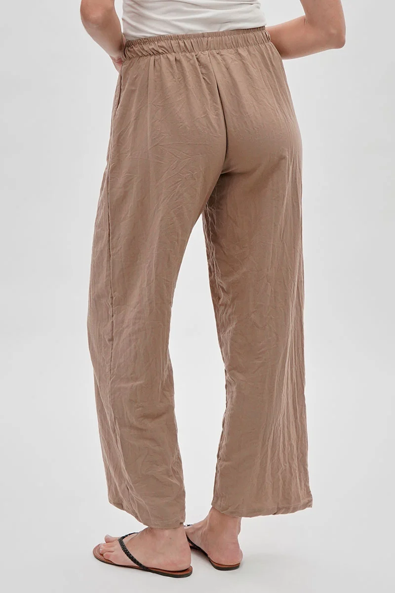 Wide Leg Tie Waist Pants - Beige - Image 3