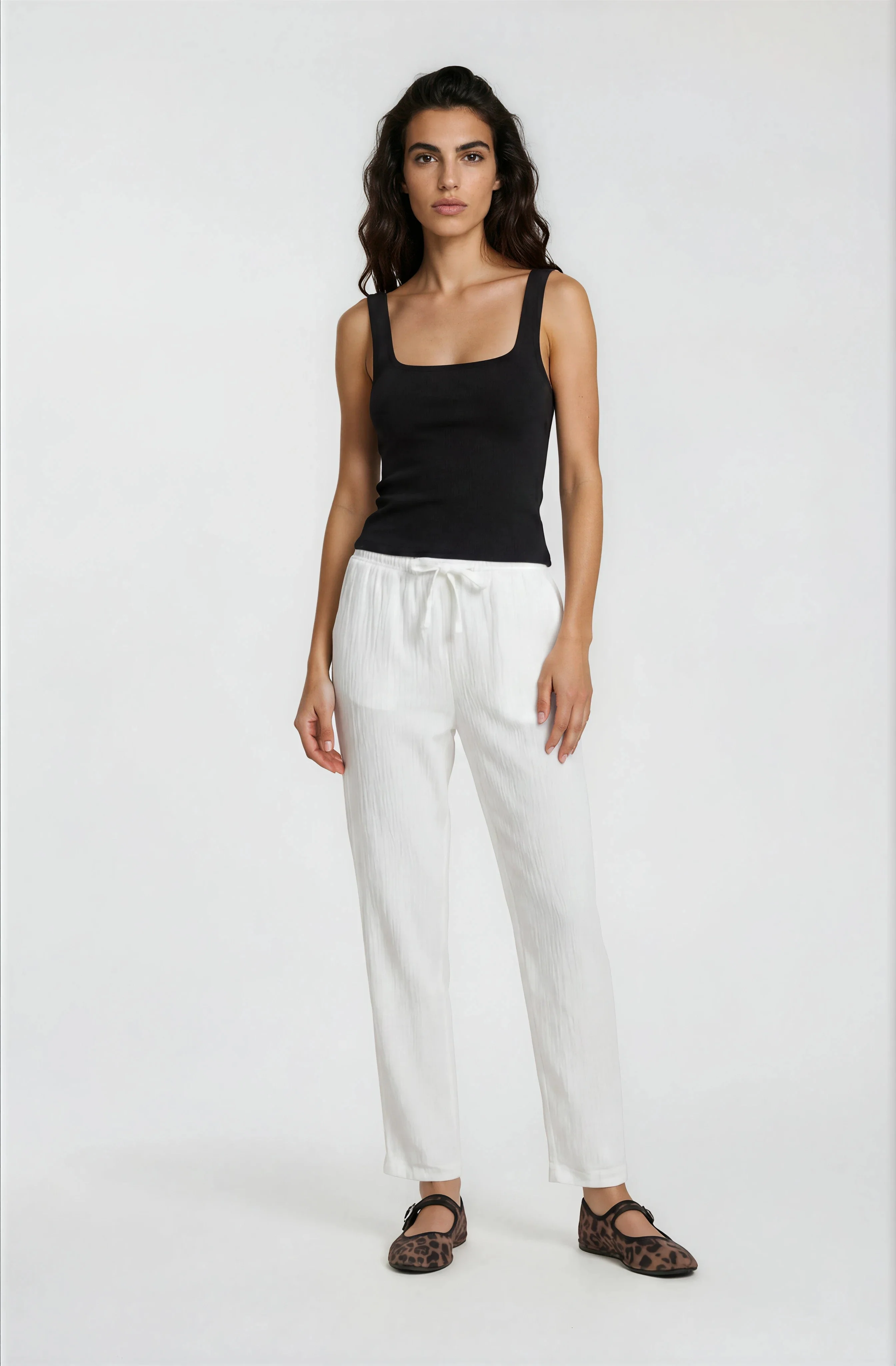 Drawstring Everyday Pants - White