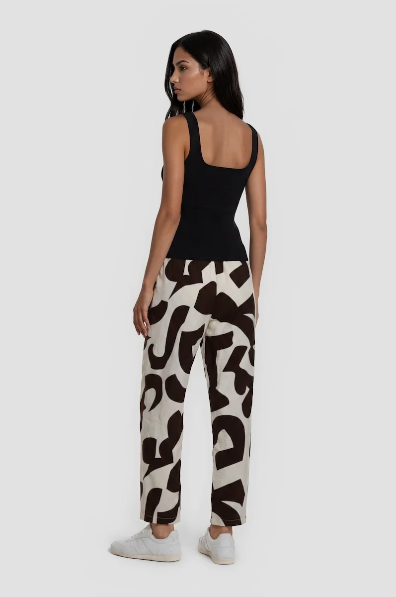 Printed Flowy Pants - Cream - Image 2
