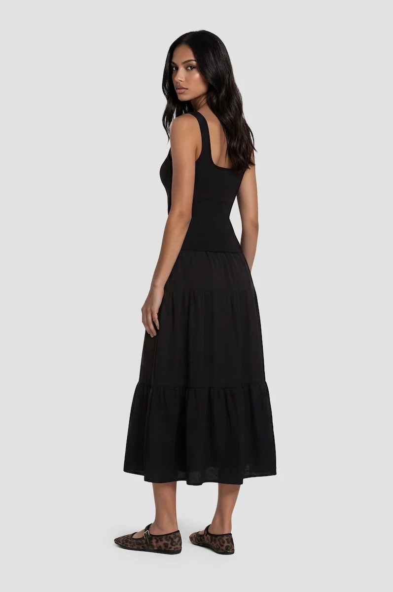 Tiered Maxi Skirt - Black - Image 2