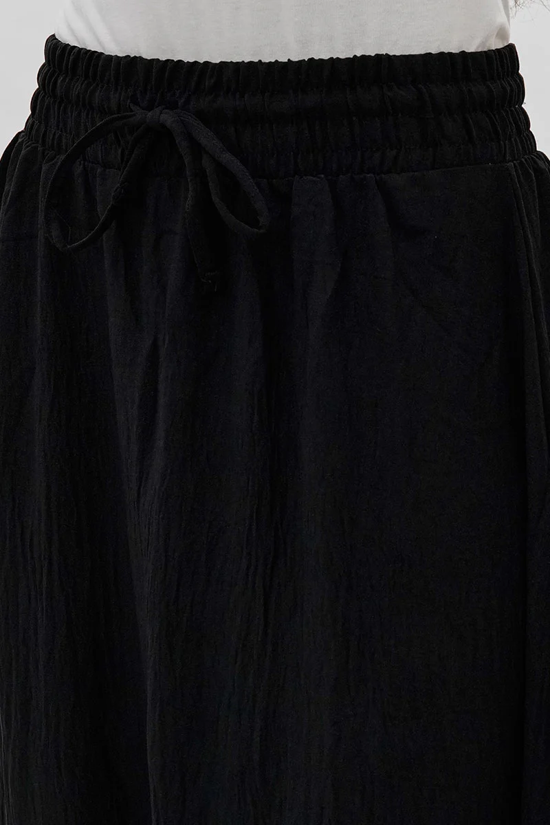 Vintage Tiered Cinched Skirt - Black - Image 4