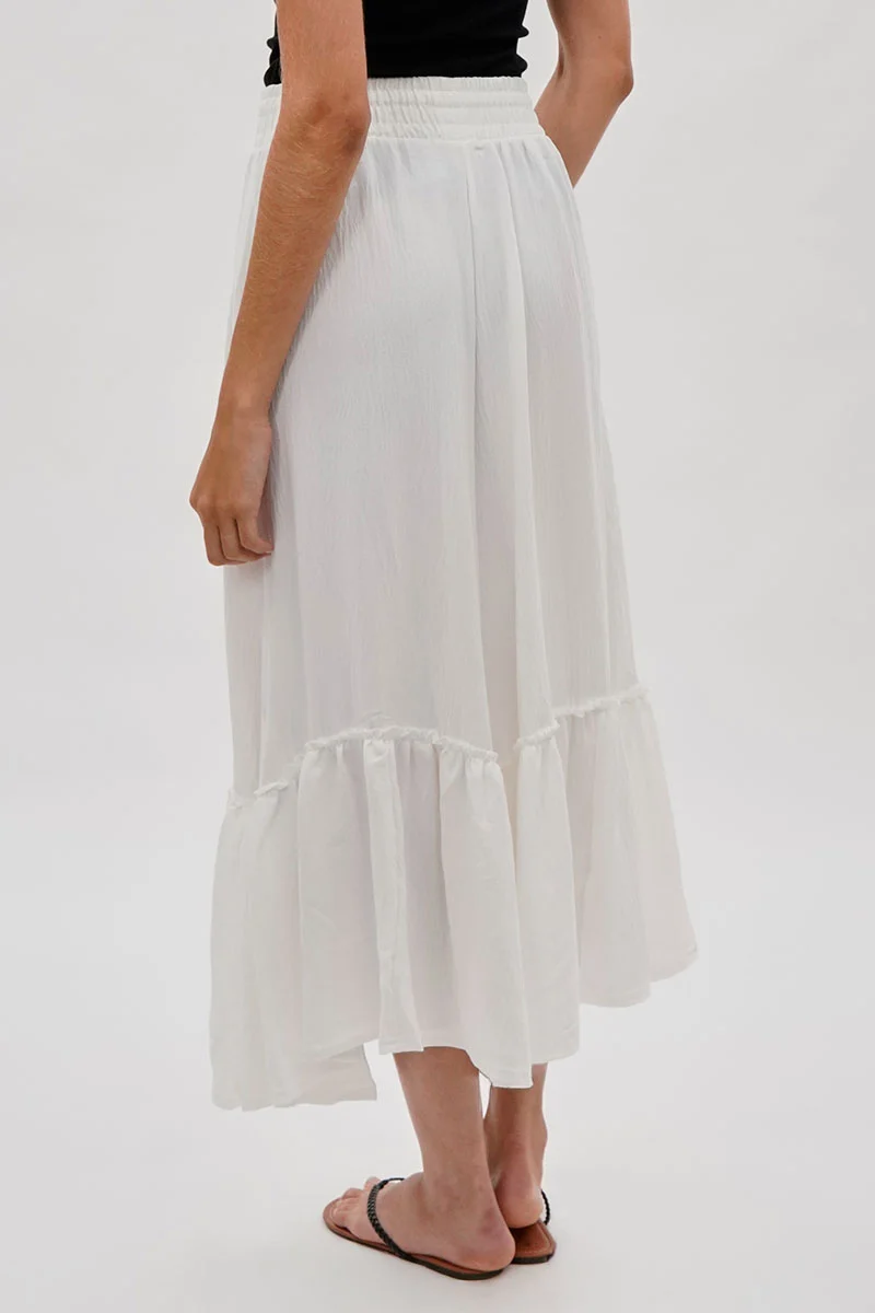 Vintage Tiered Cinched Skirt - White - Image 3