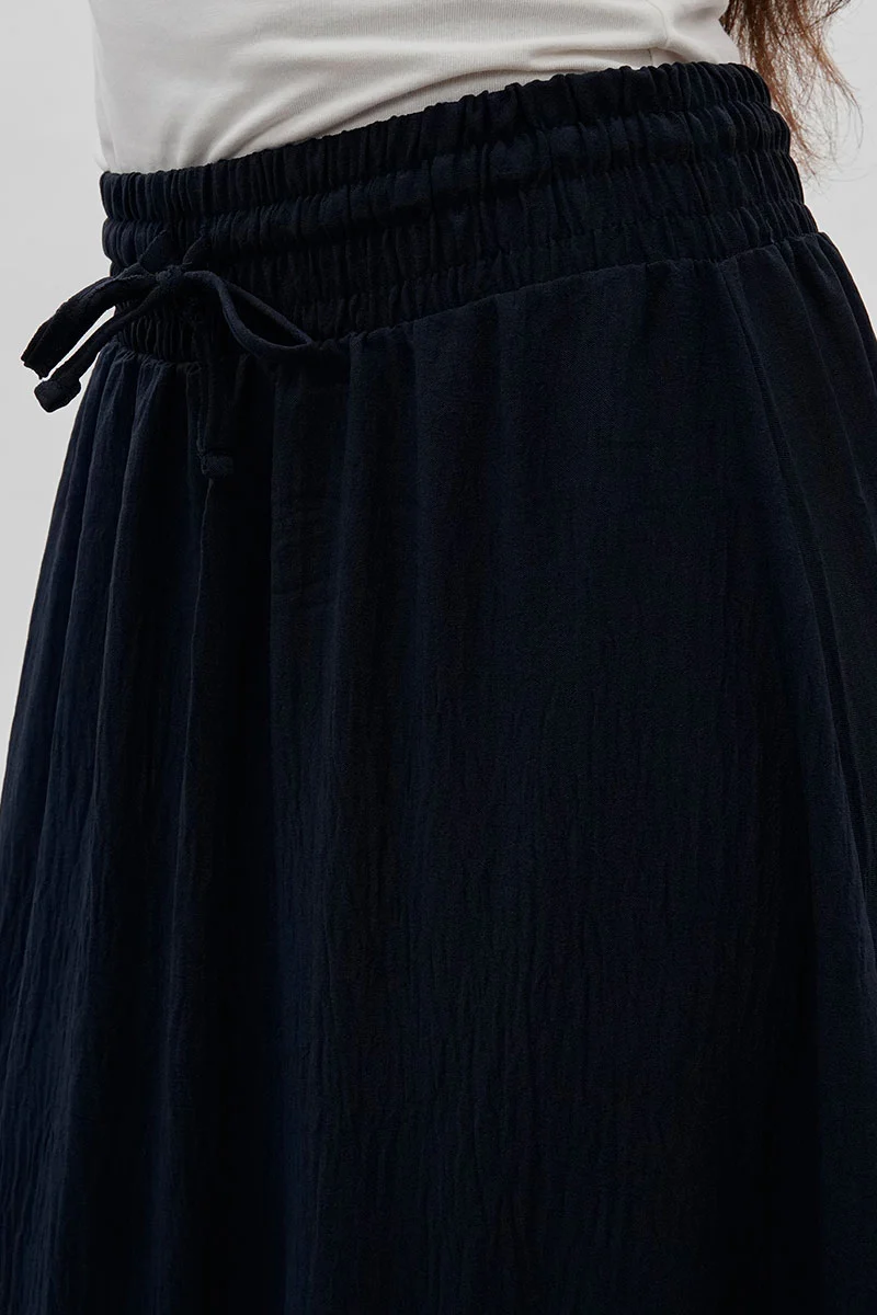 Vintage Tiered Cinched Skirt - Navy - Image 4