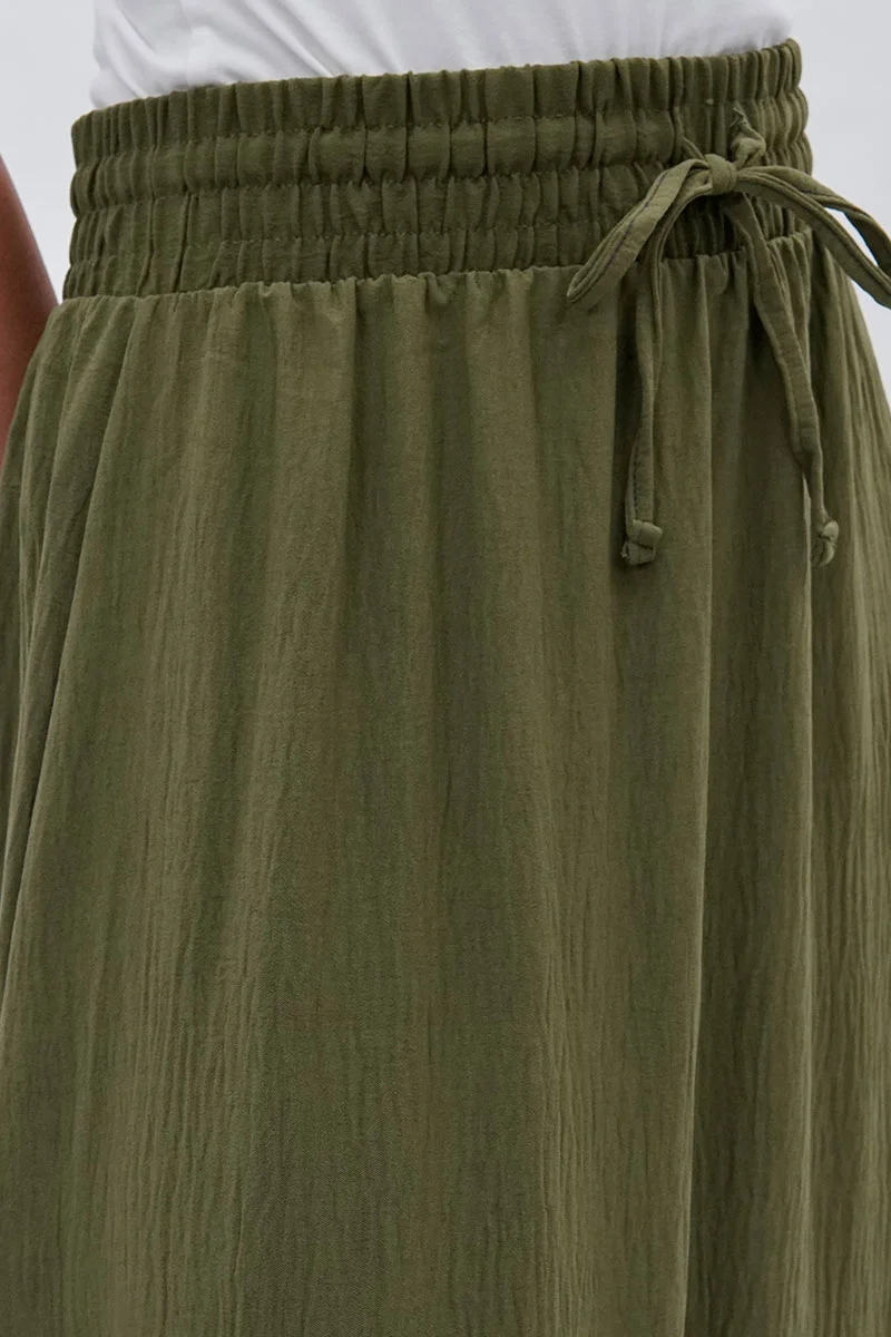 Vintage Tiered Cinched Skirt - Olive - Image 4