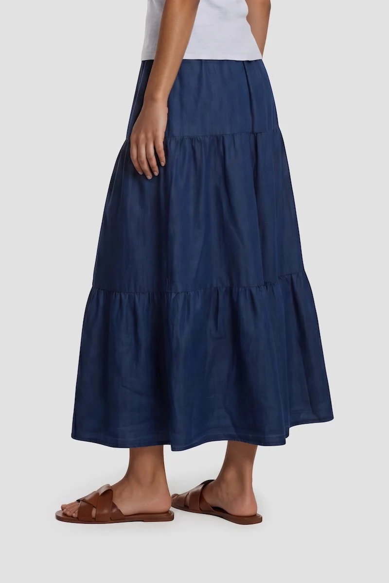 Maxi Tiered Skirt - Navy - Image 2