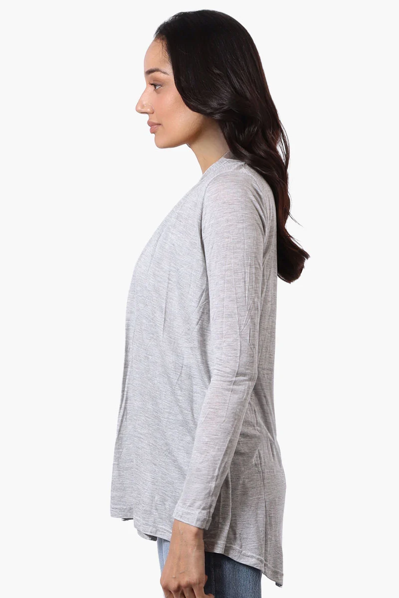 Long Sleeve Open Wrap Cardigan - Grey - Image 2