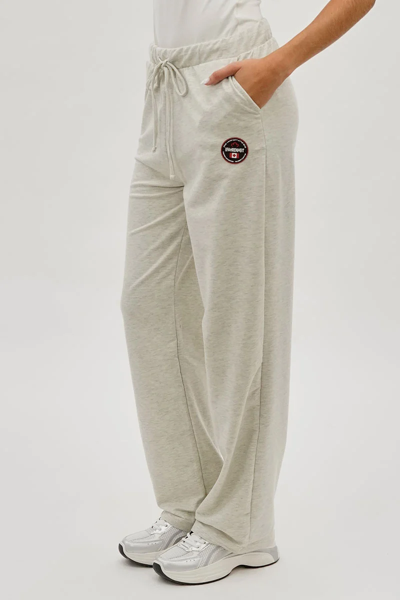 Wide Leg Drawstring Sweatpants - Cream - Image 2
