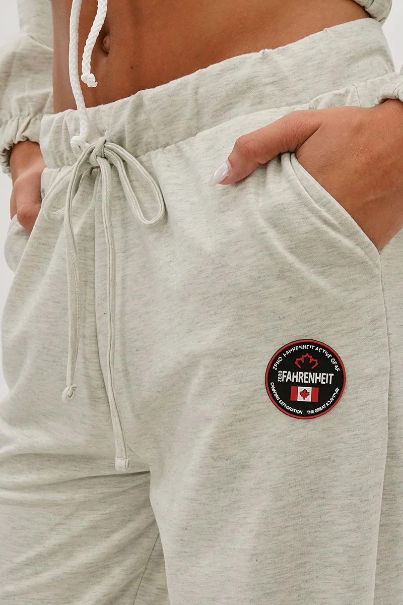 Wide Leg Drawstring Sweatpants - Cream - Image 4