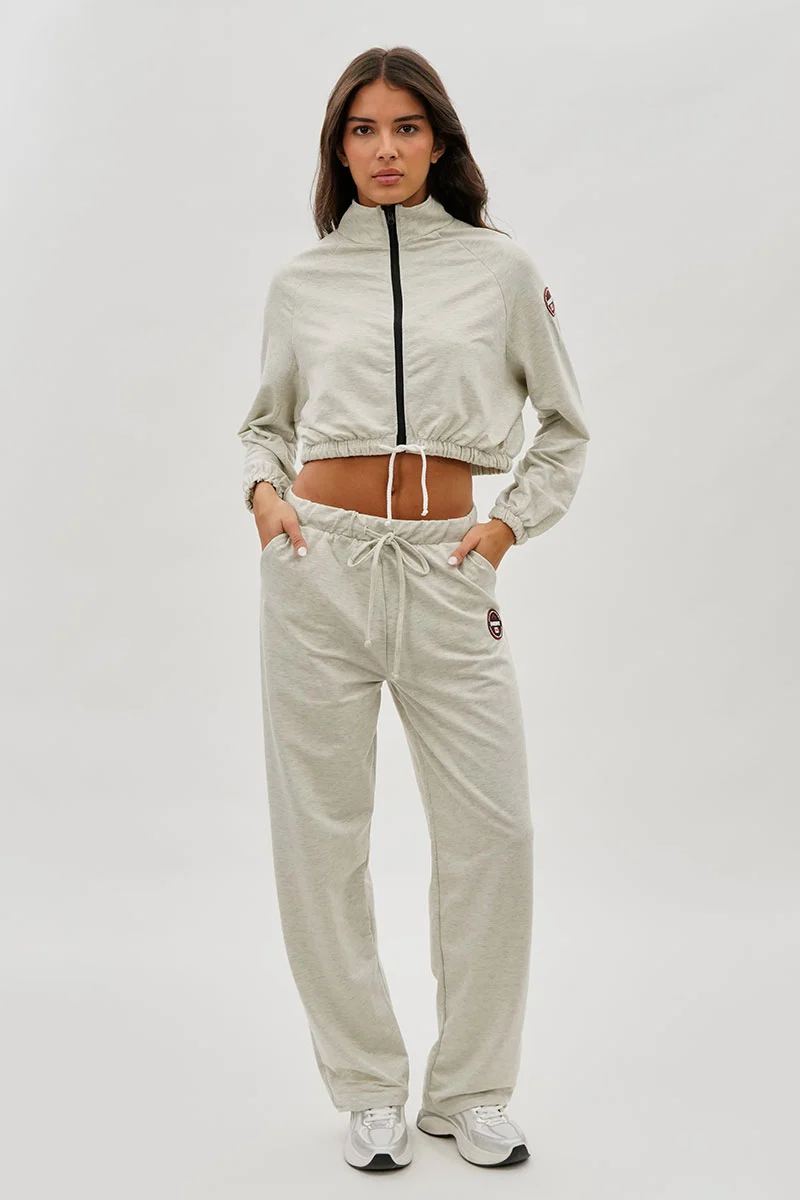 Wide Leg Drawstring Sweatpants - Cream - Image 5