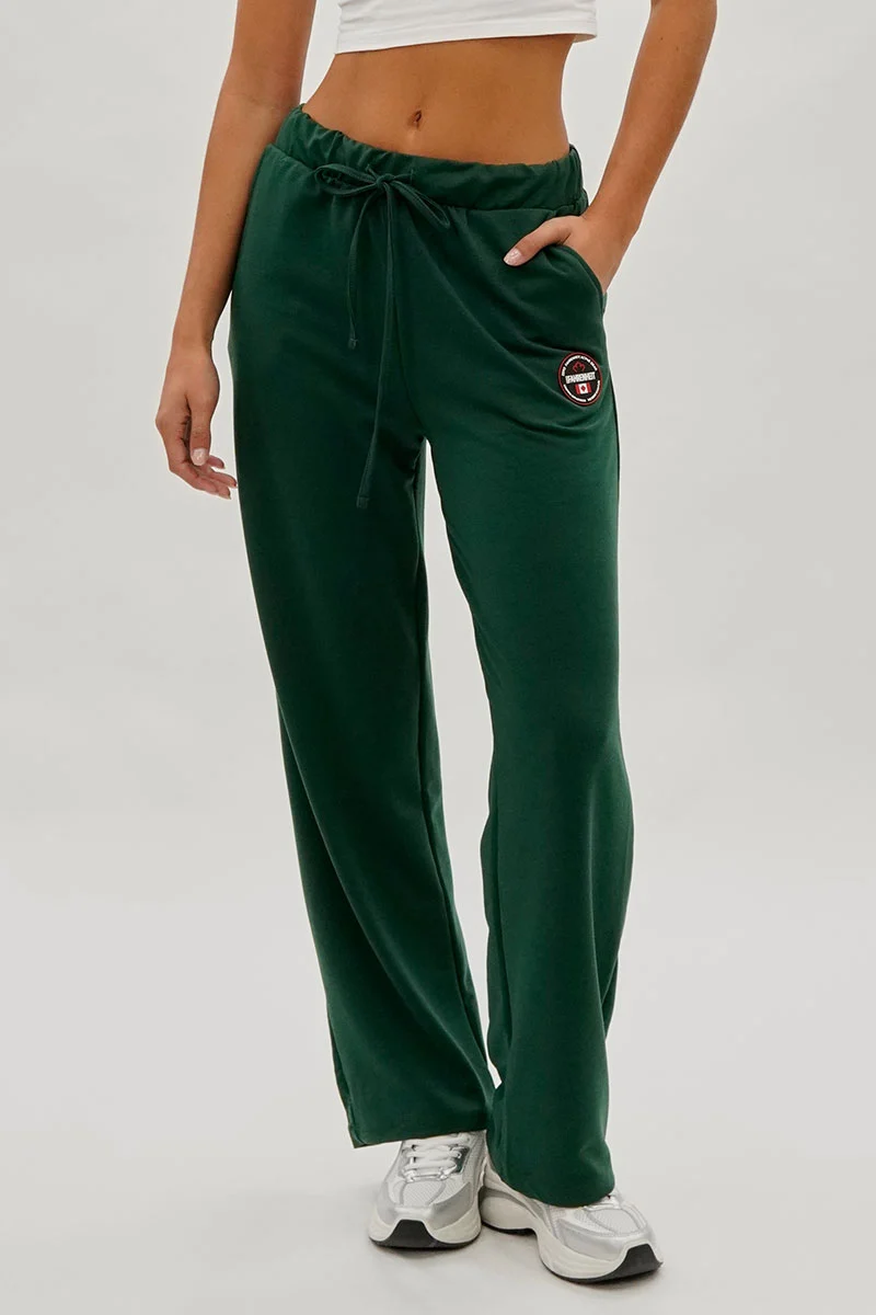 Wide Leg Drawstring Sweatpants - Green