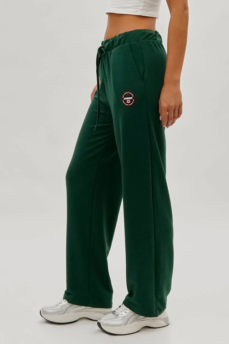 Wide Leg Drawstring Sweatpants - Green - Image 2