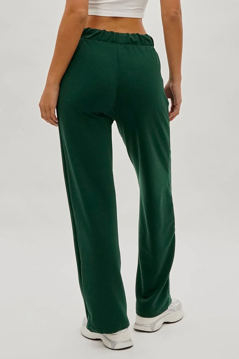 Wide Leg Drawstring Sweatpants - Green - Image 3