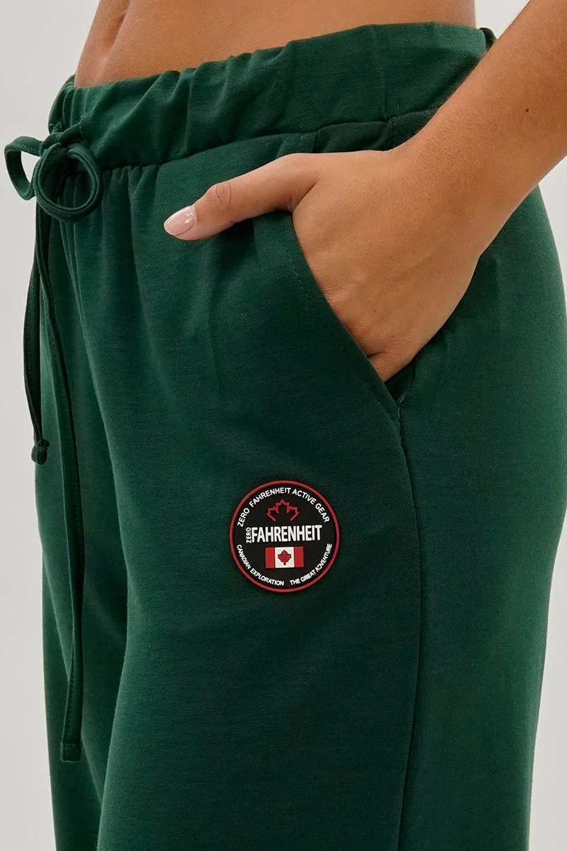 Wide Leg Drawstring Sweatpants - Green - Image 4