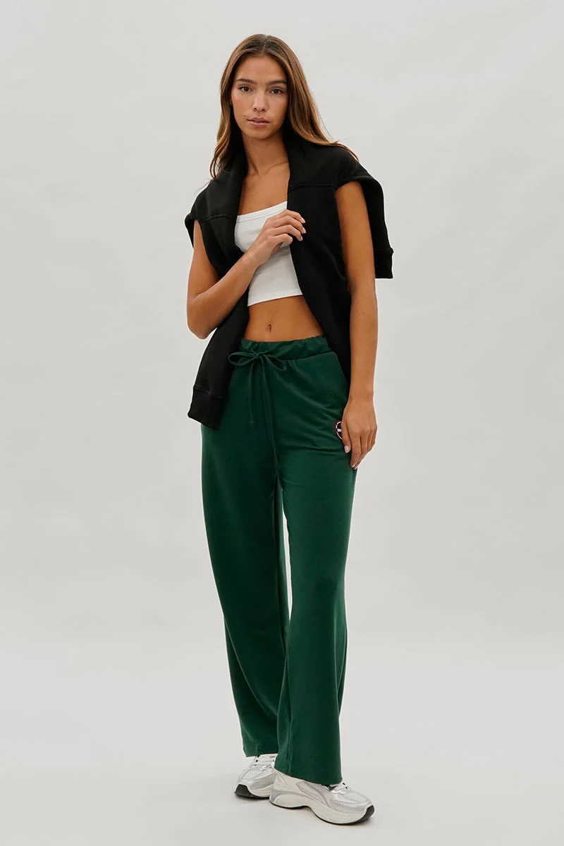 Wide Leg Drawstring Sweatpants - Green - Image 5