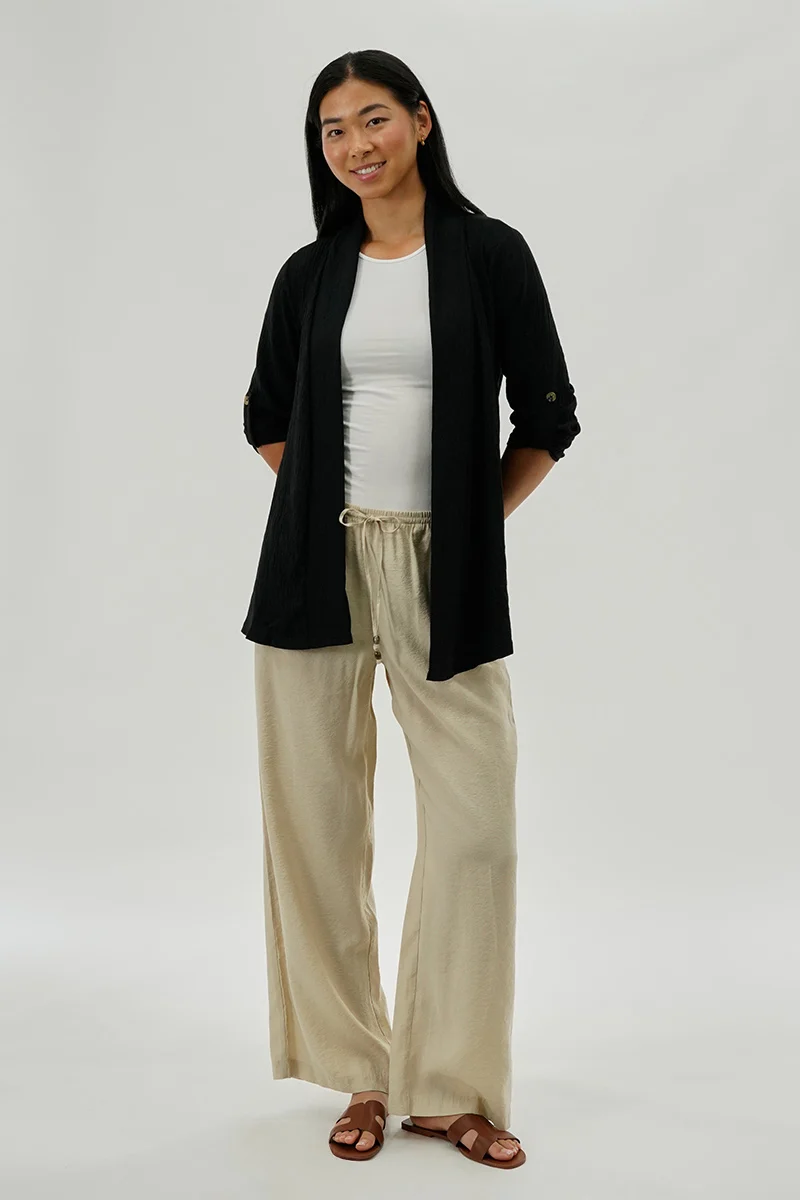 Lightweight Wrap Cardigan - Black - Image 5