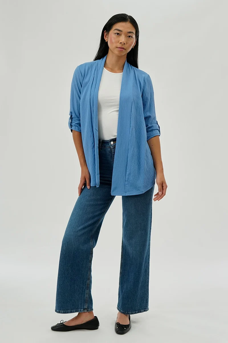 Lightweight Wrap Cardigan - Blue - Image 5