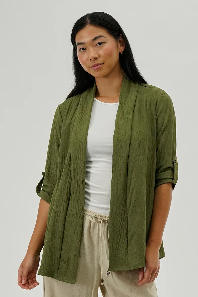 Lightweight Wrap Cardigan - Olive