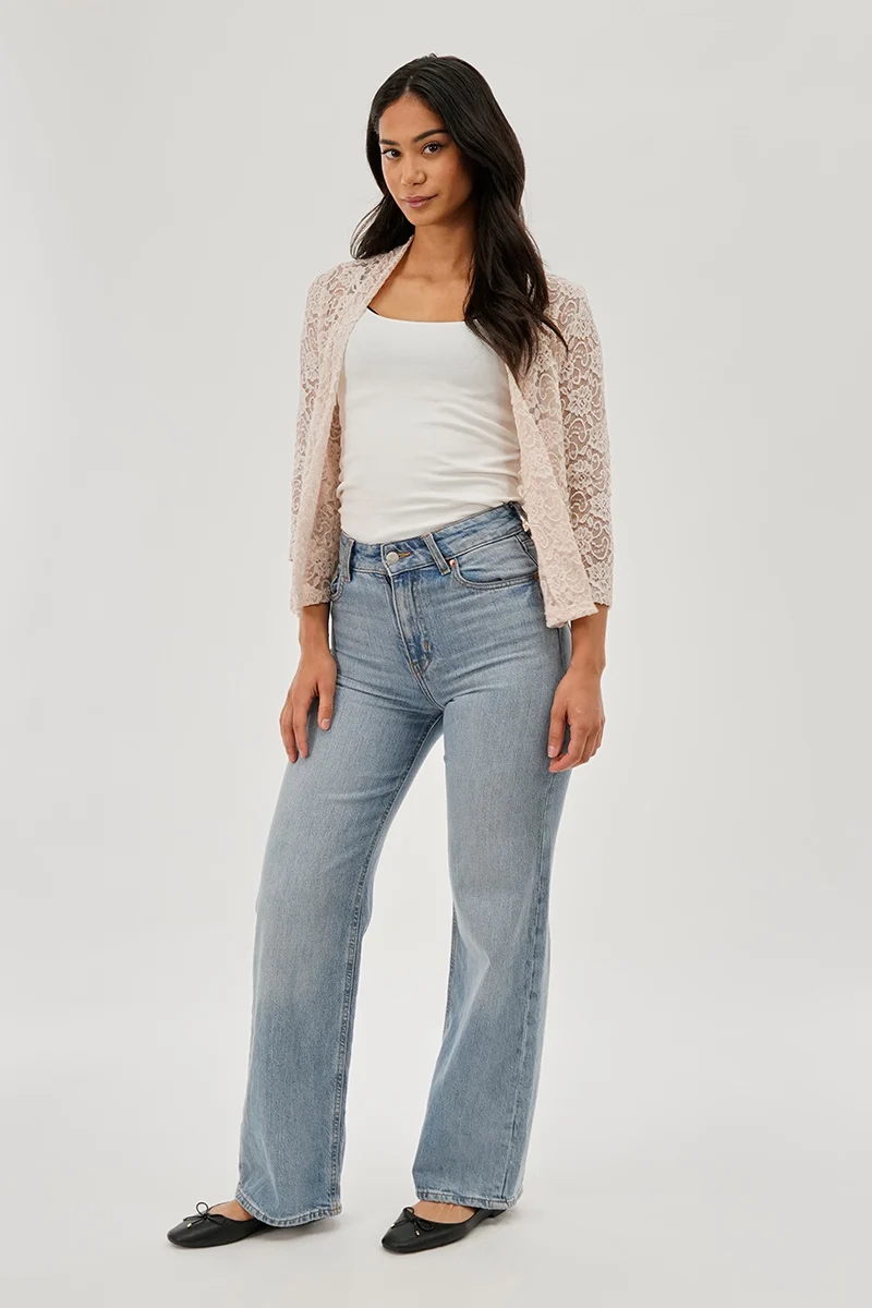 Floral Lace Shrug Cardigan - Beige - Image 5