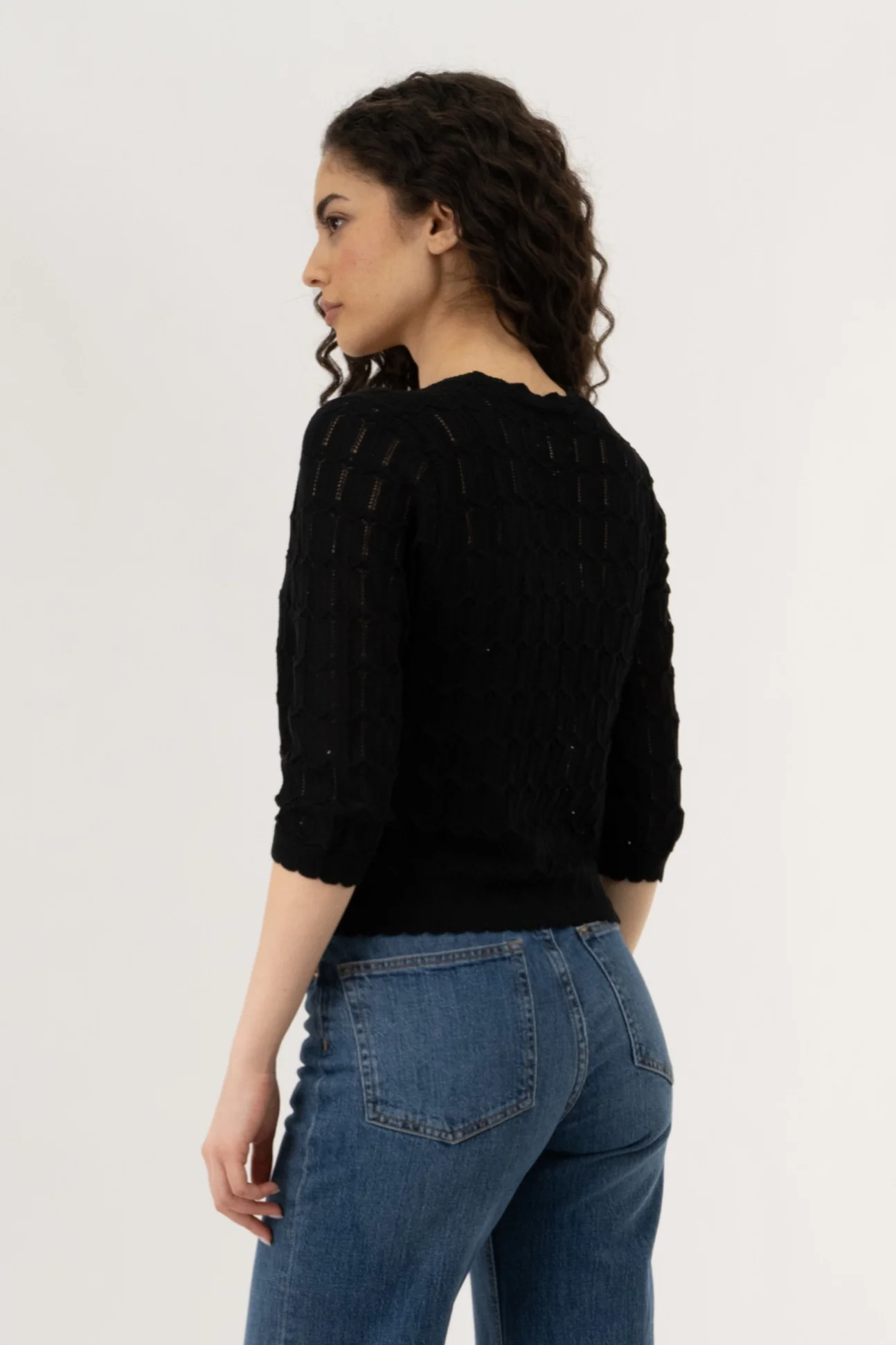 Front Tie Shrug Cardigan - Black - Image 3