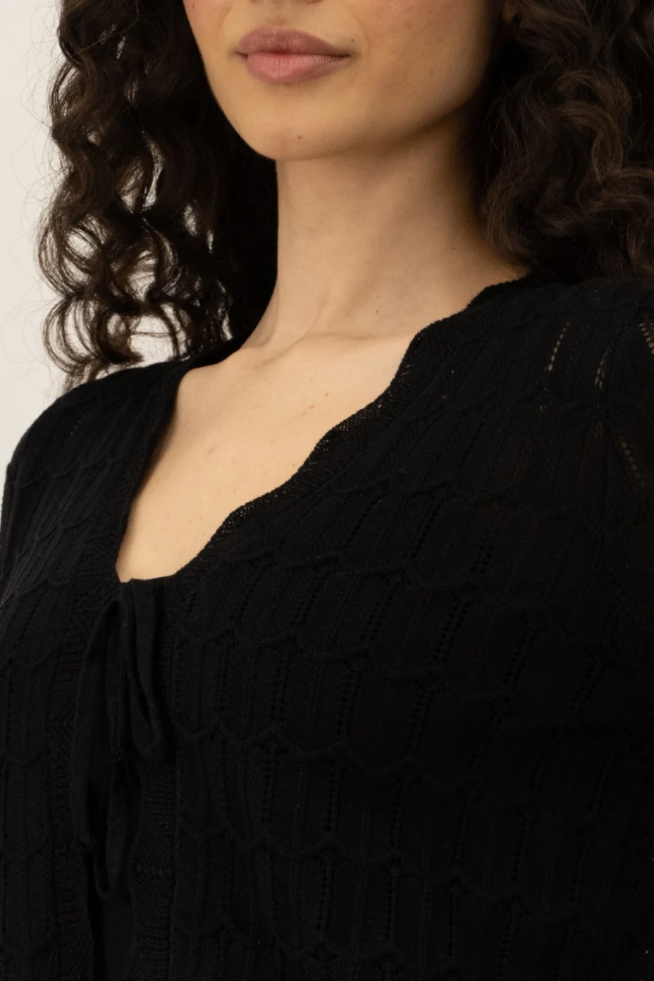 Front Tie Shrug Cardigan - Black - Image 4