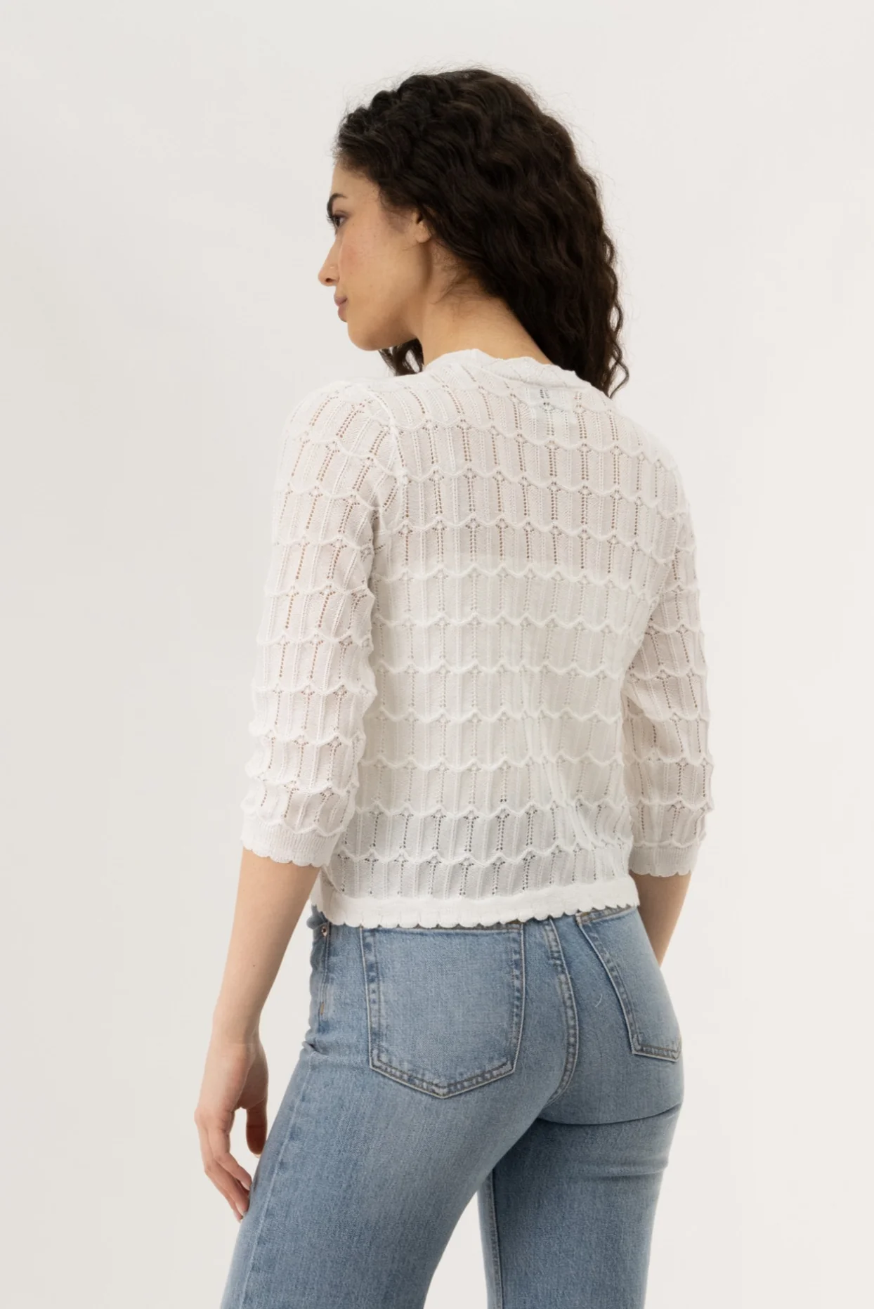 Front Tie Shrug Cardigan - White - Image 3